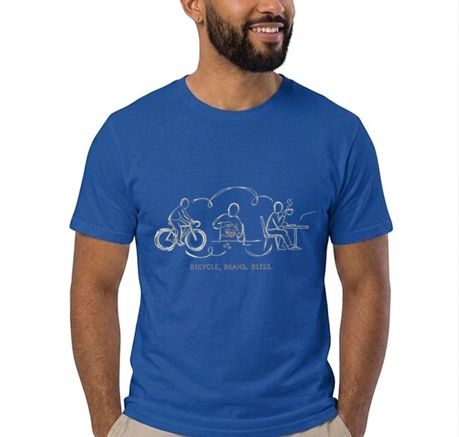 fahrrad kaffee t shirt bicycle beans bliss minimalist bike design fahrrad t shirt unisex shirt t shirt royal blue