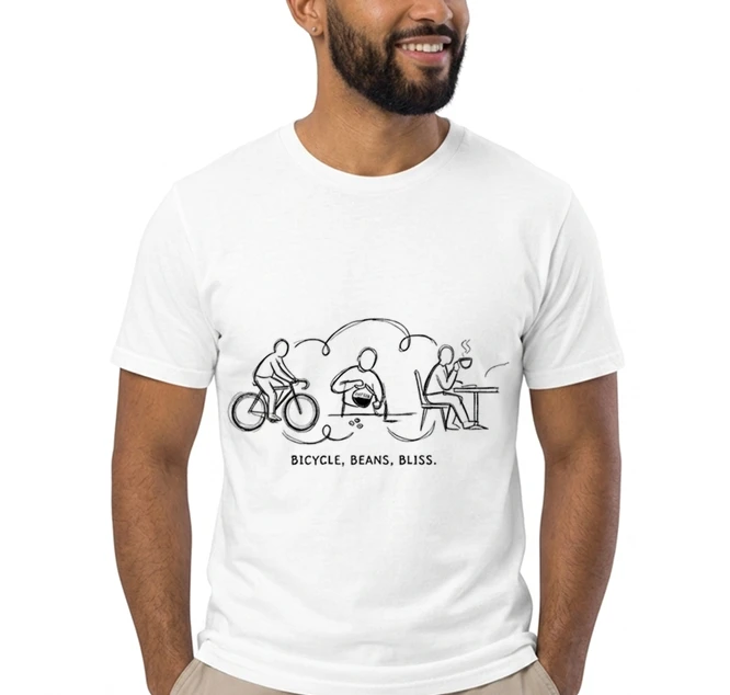 fahrrad kaffee t shirt bicycle beans bliss minimalist bike design fahrrad t shirt unisex shirt t shirt white