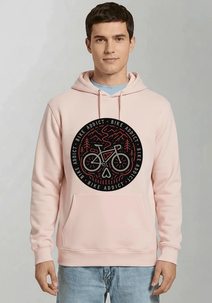 fahrrad t shirt bike addict gravel bike mountain adventure design kapuzenpullover light pink
