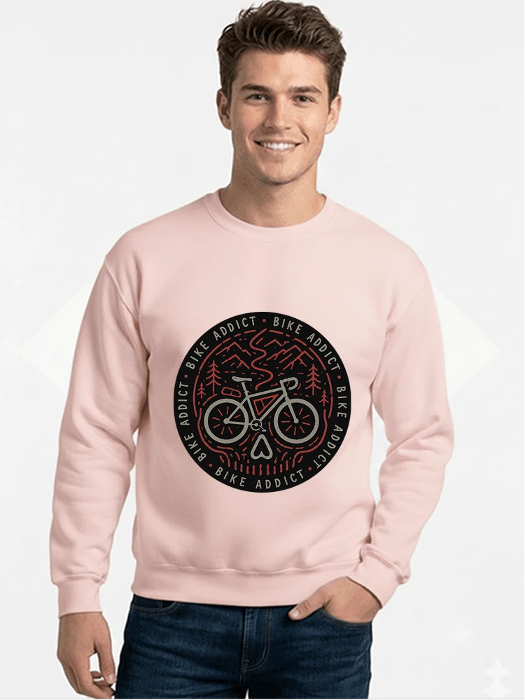 fahrrad t shirt bike addict gravel bike mountain adventure design sweatshirt mit rundhalsausschnitt light pink