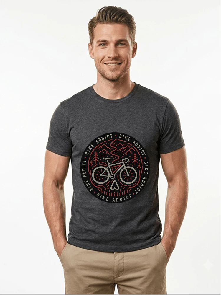 fahrrad t shirt bike addict gravel bike mountain adventure design t shirt anthracite melange