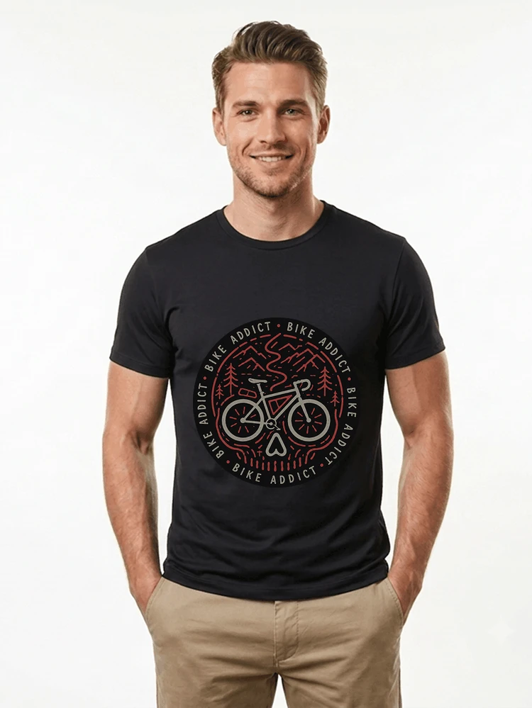 fahrrad t shirt bike addict gravel bike mountain adventure design t shirt black
