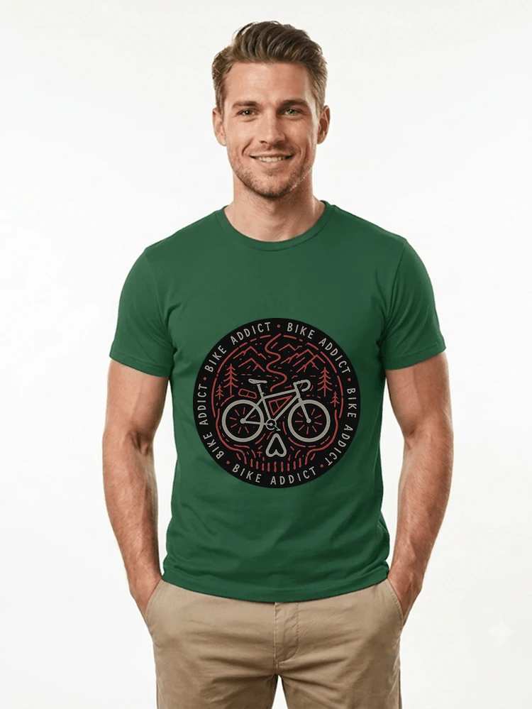 fahrrad t shirt bike addict gravel bike mountain adventure design t shirt forest green