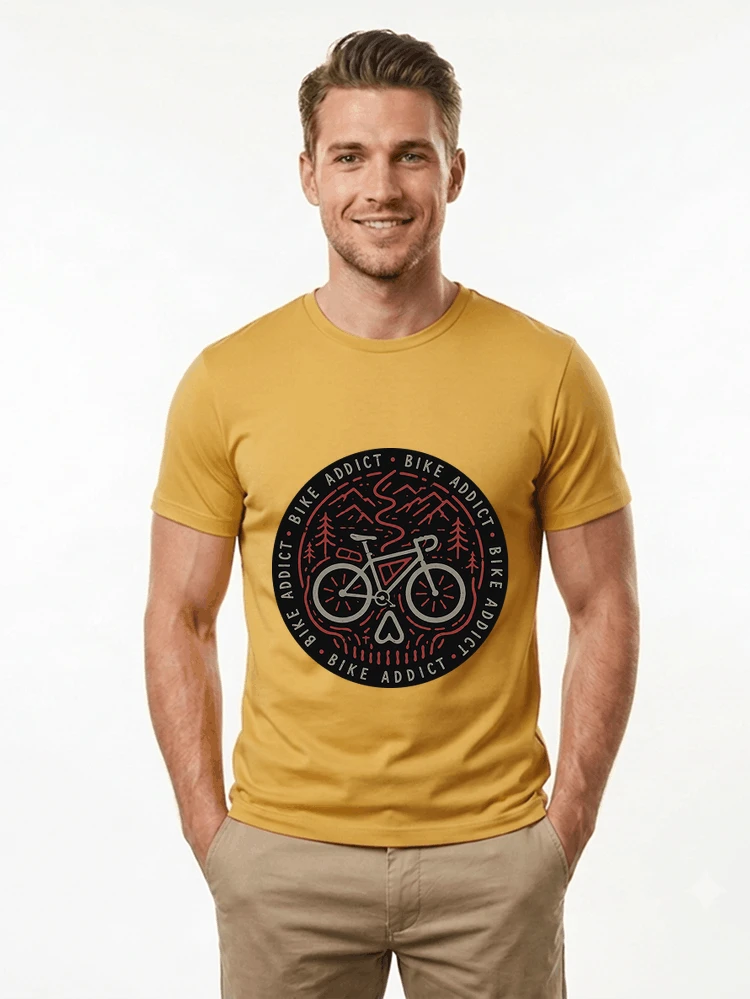 fahrrad t shirt bike addict gravel bike mountain adventure design t shirt gold