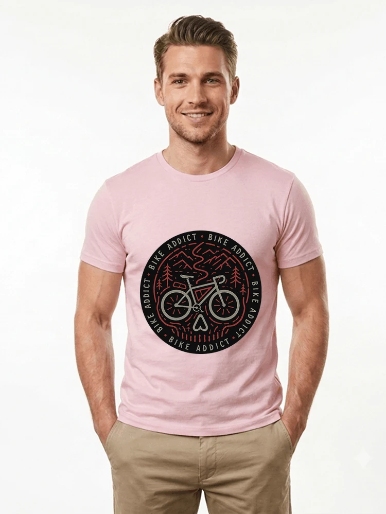 fahrrad t shirt bike addict gravel bike mountain adventure design t shirt light pink