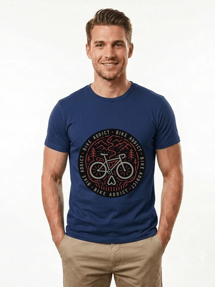 fahrrad t shirt bike addict gravel bike mountain adventure design t shirt navy