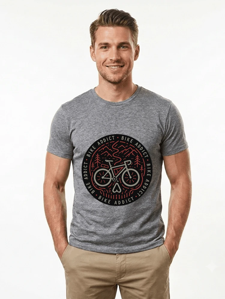 fahrrad t shirt bike addict gravel bike mountain adventure design t shirt sport grey