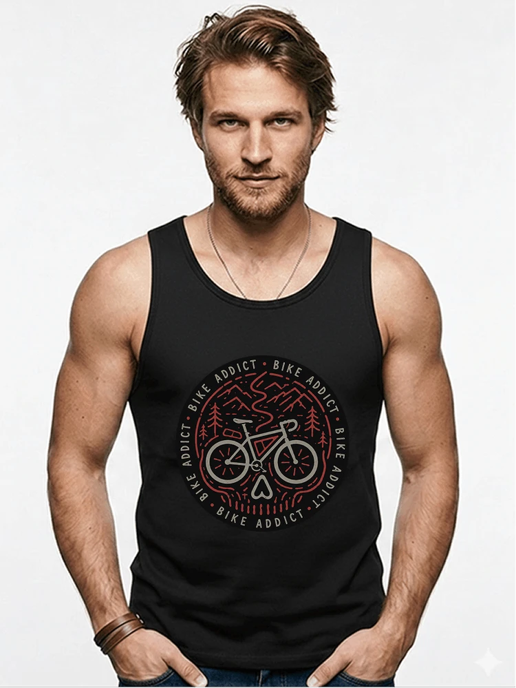 fahrrad t shirt bike addict gravel bike mountain adventure design tanktop black