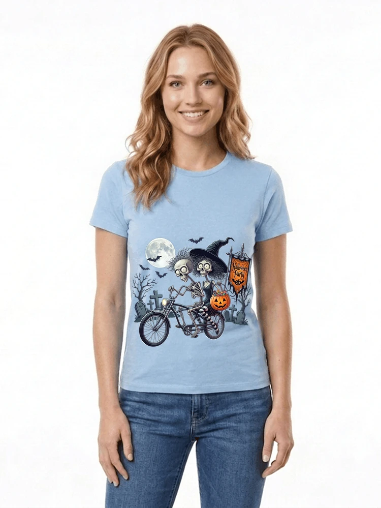 fahrrad t shirt halloween lustiges halloween t shirt damen t shirt light blue