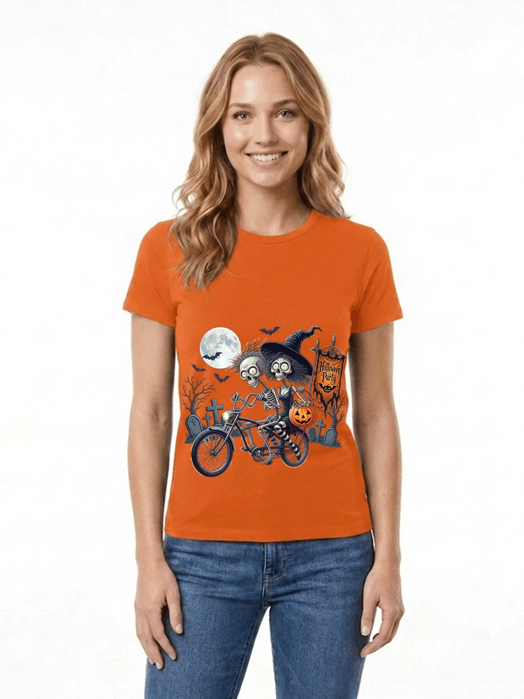 fahrrad t shirt halloween lustiges halloween t shirt damen t shirt orange