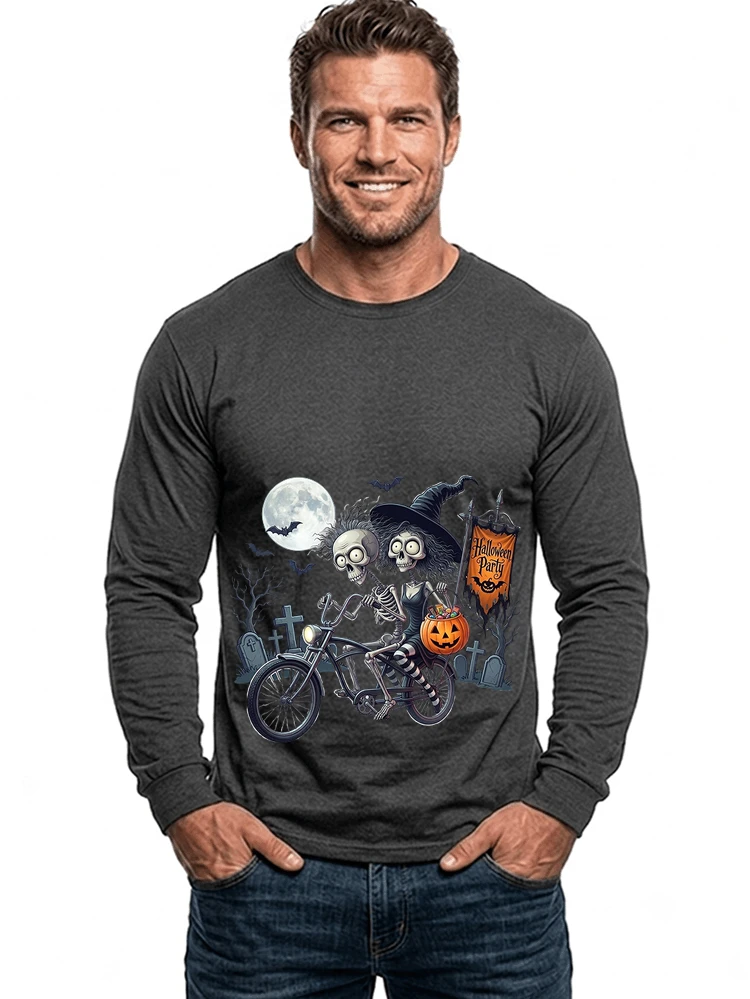 fahrrad t shirt halloween lustiges halloween t shirt langarmshirt anthracite melange