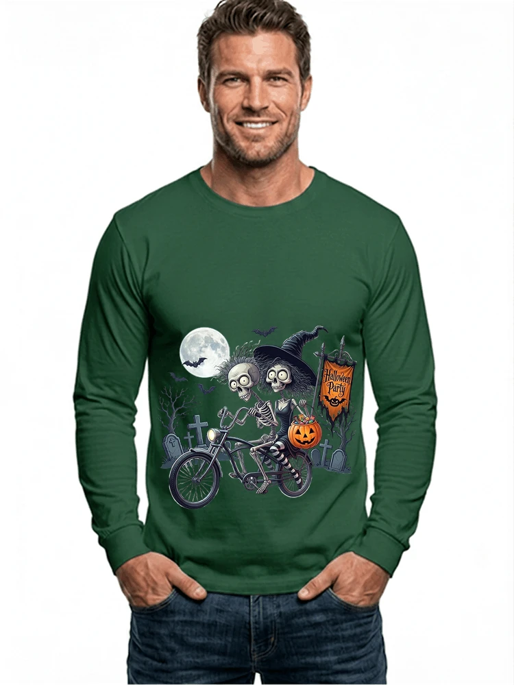fahrrad t shirt halloween lustiges halloween t shirt langarmshirt forest green