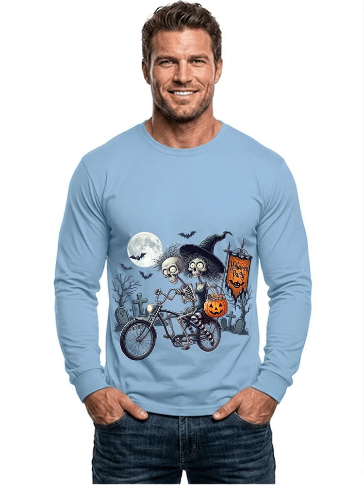 fahrrad t shirt halloween lustiges halloween t shirt langarmshirt light blue