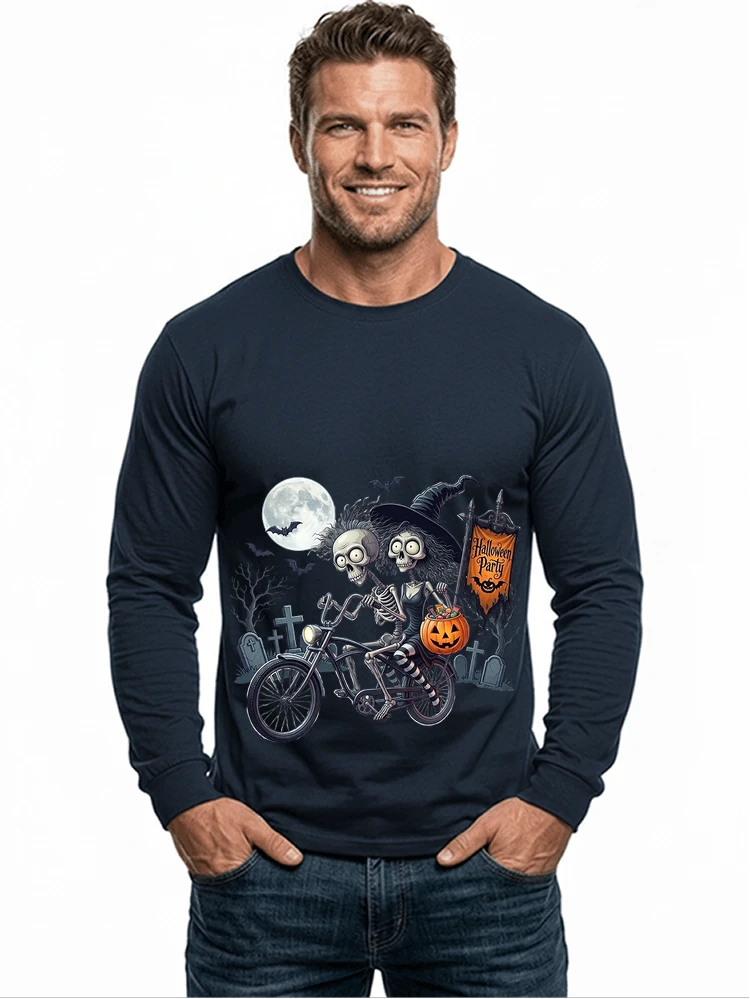 fahrrad t shirt halloween lustiges halloween t shirt langarmshirt navy