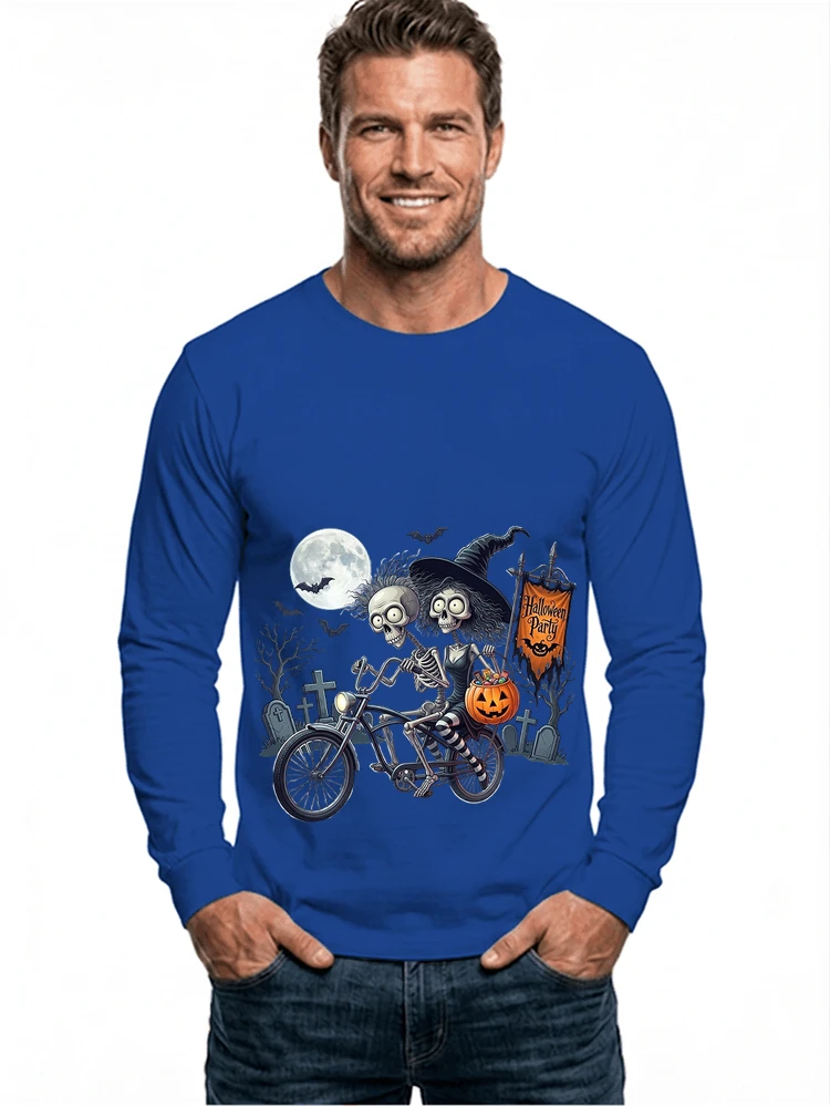 fahrrad t shirt halloween lustiges halloween t shirt langarmshirt royal blue