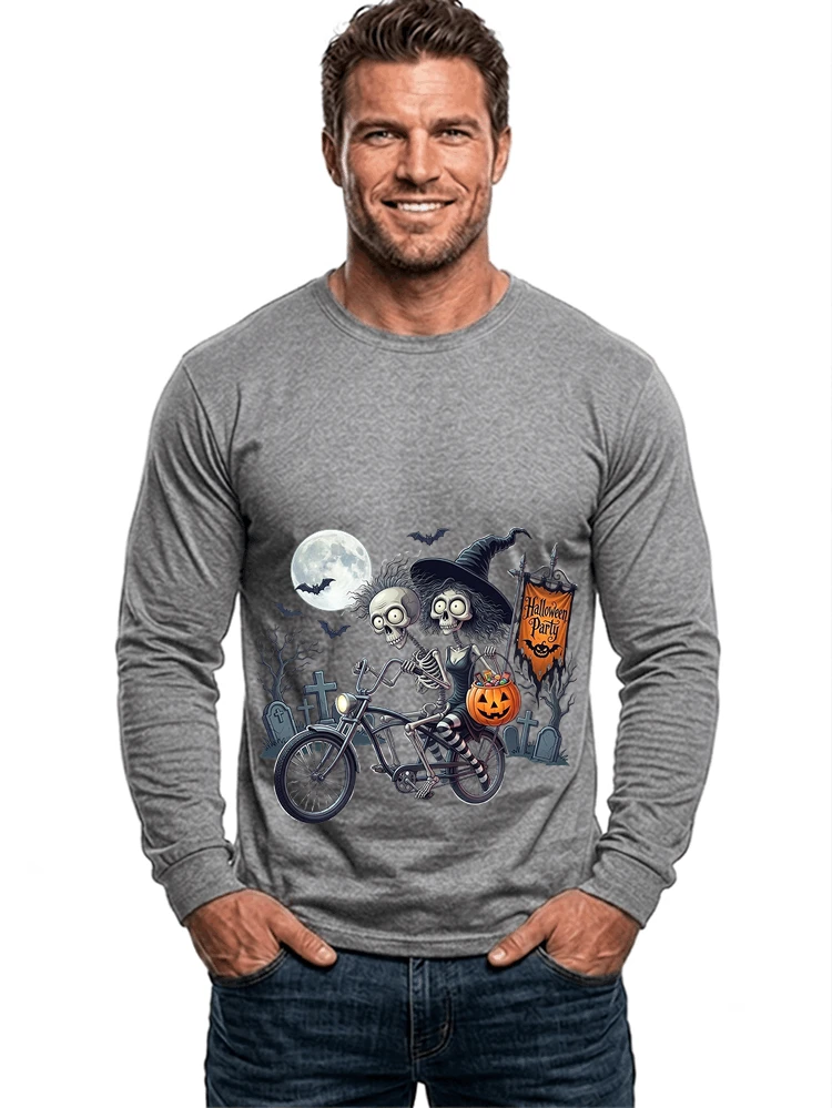 fahrrad t shirt halloween lustiges halloween t shirt langarmshirt sport grey