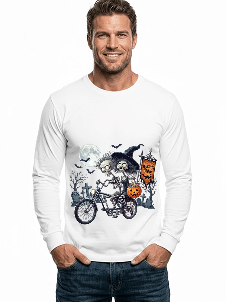 fahrrad t shirt halloween lustiges halloween t shirt langarmshirt white