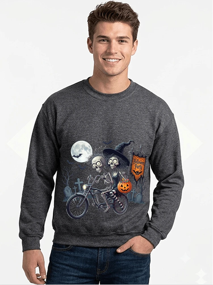 fahrrad t shirt halloween lustiges halloween t shirt sweatshirt mit rundhalsausschnitt anthracite melange