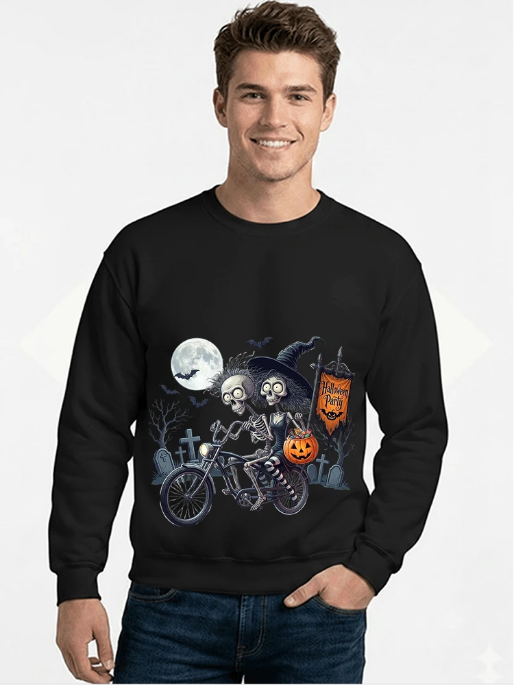 fahrrad t shirt halloween lustiges halloween t shirt sweatshirt mit rundhalsausschnitt black