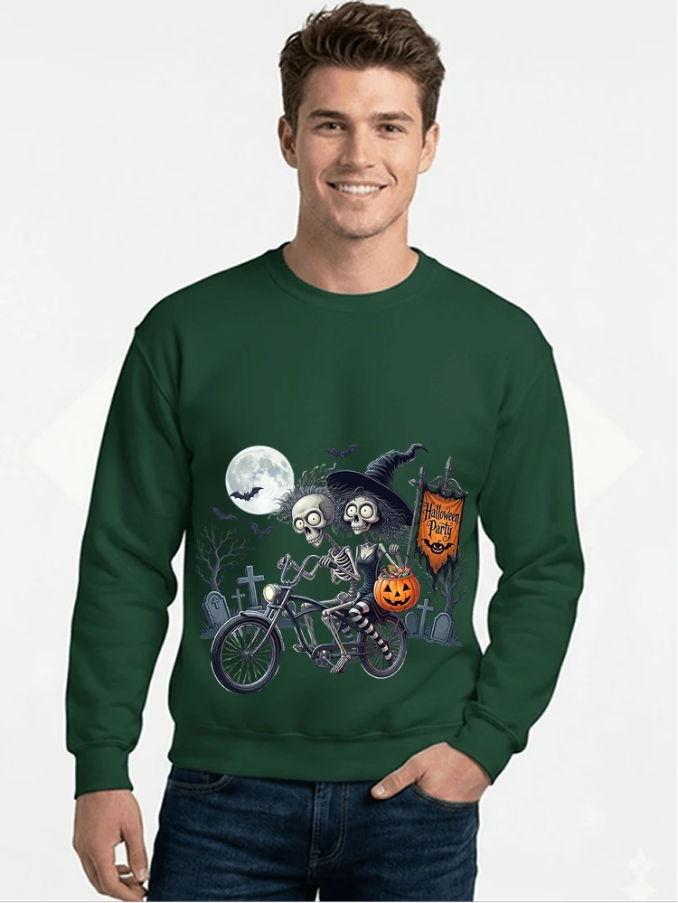 fahrrad t shirt halloween lustiges halloween t shirt sweatshirt mit rundhalsausschnitt forest green