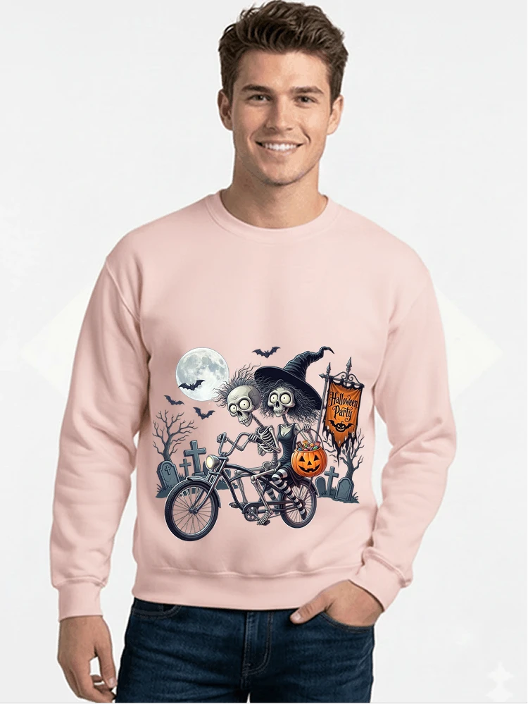 fahrrad t shirt halloween lustiges halloween t shirt sweatshirt mit rundhalsausschnitt light pink