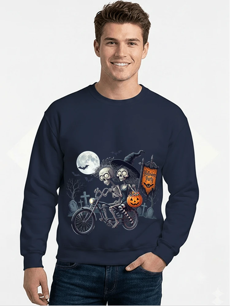 fahrrad t shirt halloween lustiges halloween t shirt sweatshirt mit rundhalsausschnitt navy