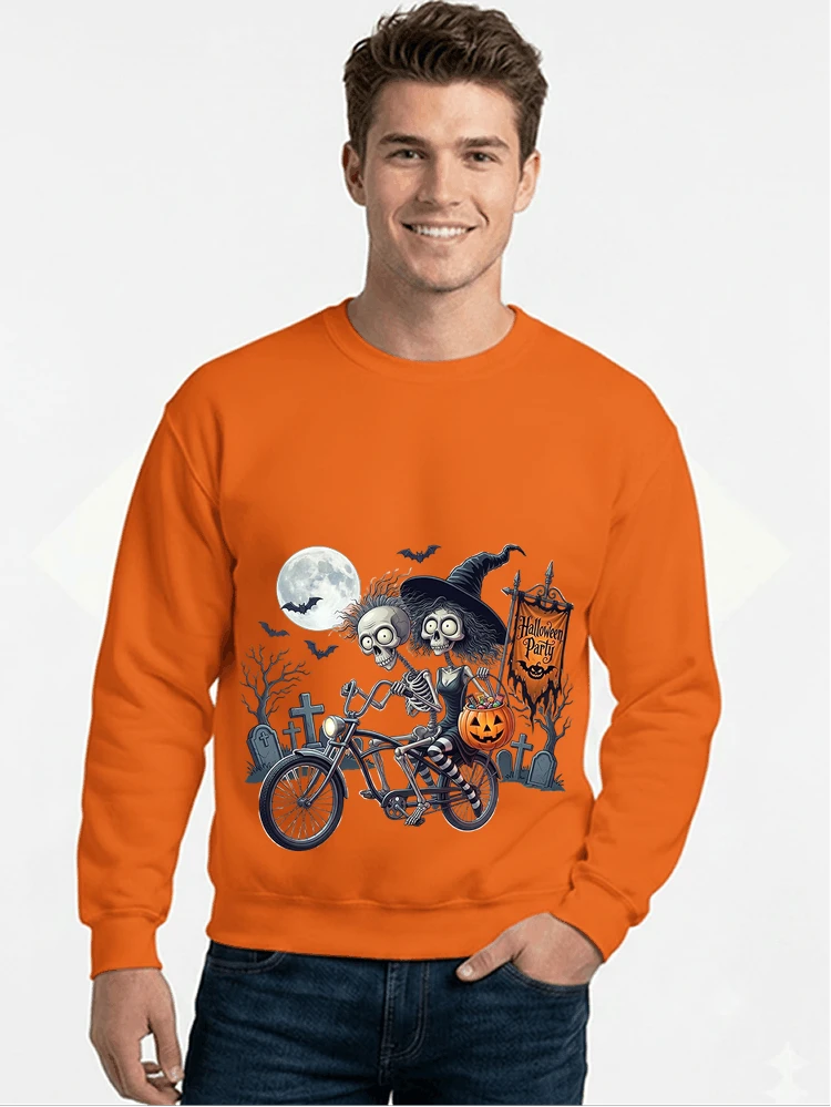 fahrrad t shirt halloween lustiges halloween t shirt sweatshirt mit rundhalsausschnitt orange