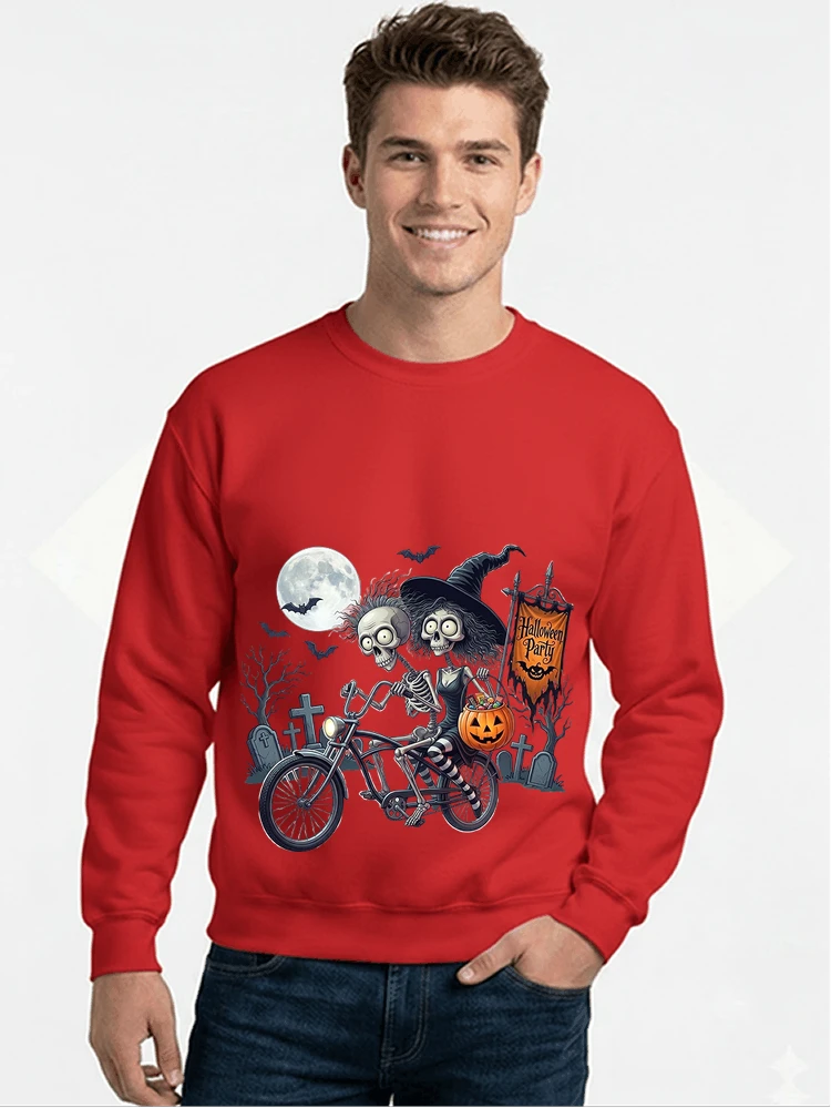 fahrrad t shirt halloween lustiges halloween t shirt sweatshirt mit rundhalsausschnitt red