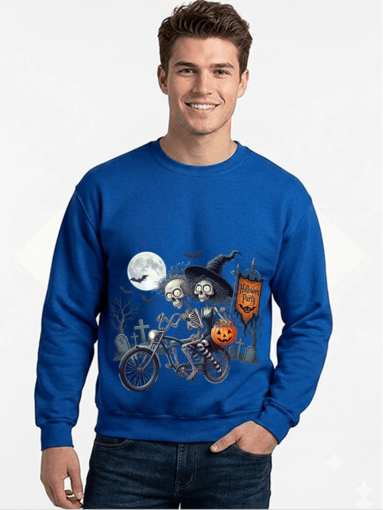 fahrrad t shirt halloween lustiges halloween t shirt sweatshirt mit rundhalsausschnitt royal blue