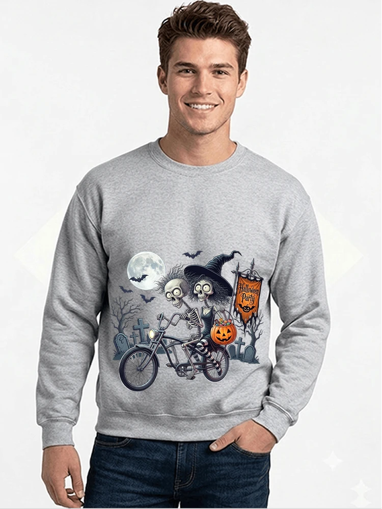 fahrrad t shirt halloween lustiges halloween t shirt sweatshirt mit rundhalsausschnitt sport grey