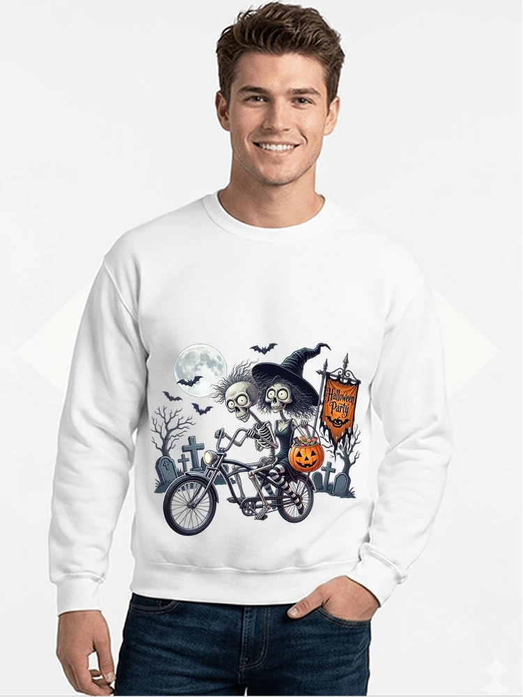 fahrrad t shirt halloween lustiges halloween t shirt sweatshirt mit rundhalsausschnitt white
