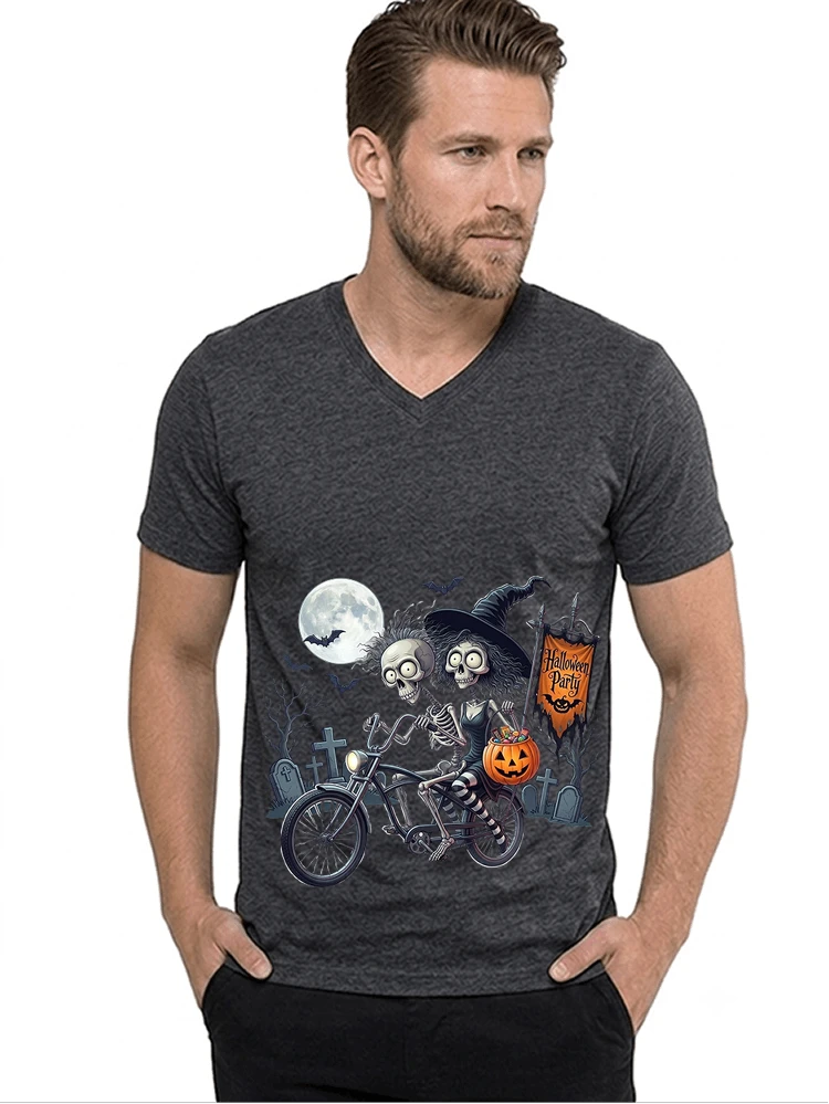 fahrrad t shirt halloween lustiges halloween t shirt t shirt mit v ausschnitt anthracite melange
