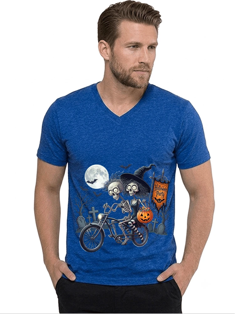 fahrrad t shirt halloween lustiges halloween t shirt t shirt mit v ausschnitt royal blue