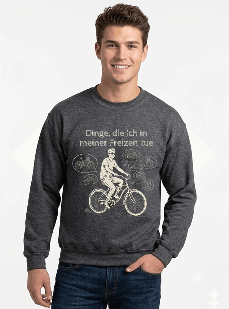 fahrrad t shirt herren damen perfektes geschenk fr fahrrad liebhaber sweatshirt mit rundhalsausschnitt anthracite melange