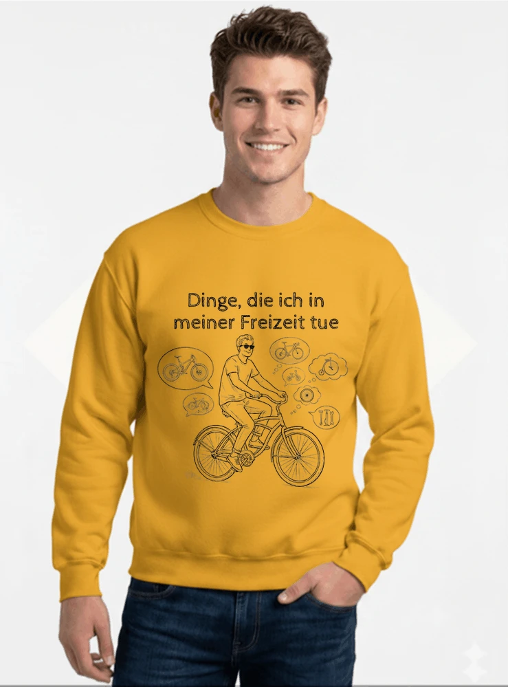 fahrrad t shirt herren damen perfektes geschenk fr fahrrad liebhaber sweatshirt mit rundhalsausschnitt gold