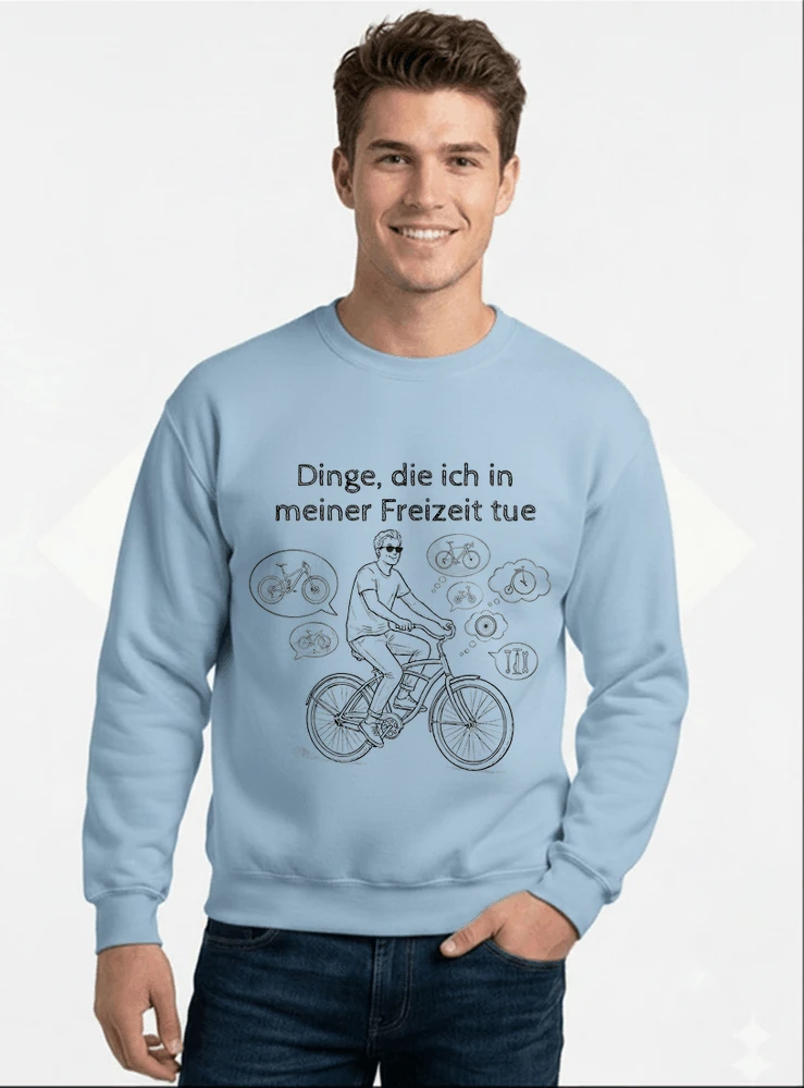 fahrrad t shirt herren damen perfektes geschenk fr fahrrad liebhaber sweatshirt mit rundhalsausschnitt light blue