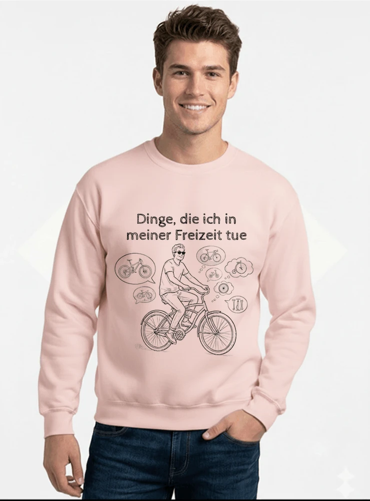 fahrrad t shirt herren damen perfektes geschenk fr fahrrad liebhaber sweatshirt mit rundhalsausschnitt light pink