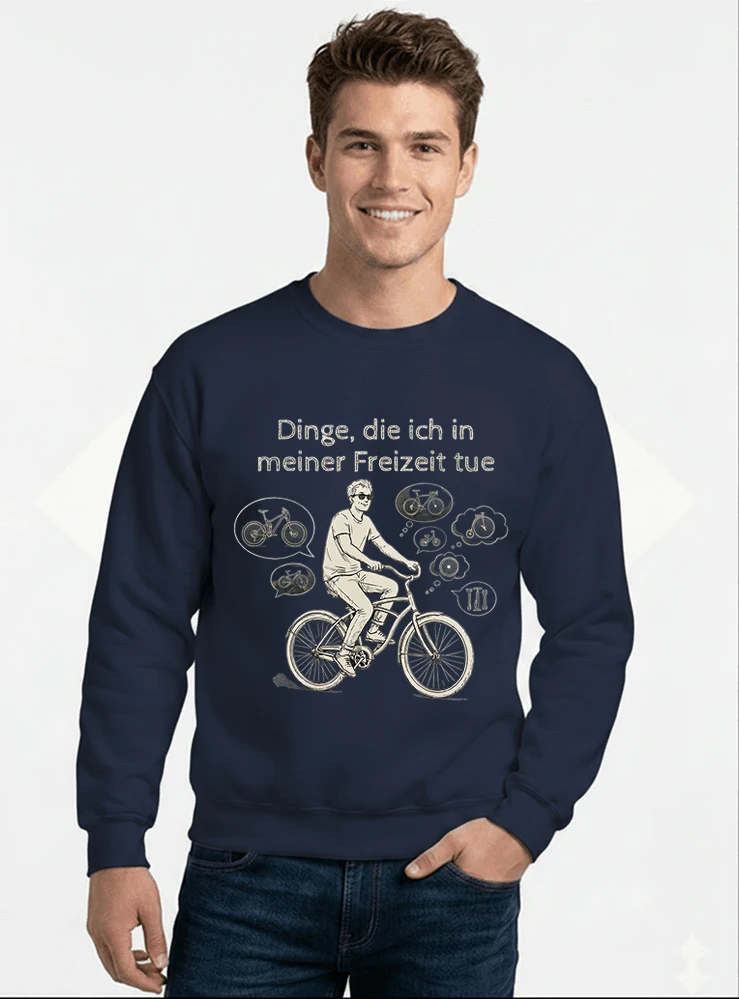 fahrrad t shirt herren damen perfektes geschenk fr fahrrad liebhaber sweatshirt mit rundhalsausschnitt navy