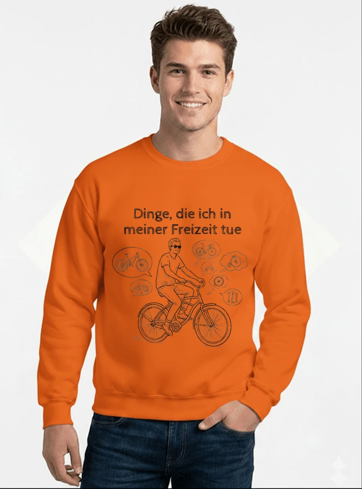 fahrrad t shirt herren damen perfektes geschenk fr fahrrad liebhaber sweatshirt mit rundhalsausschnitt orange