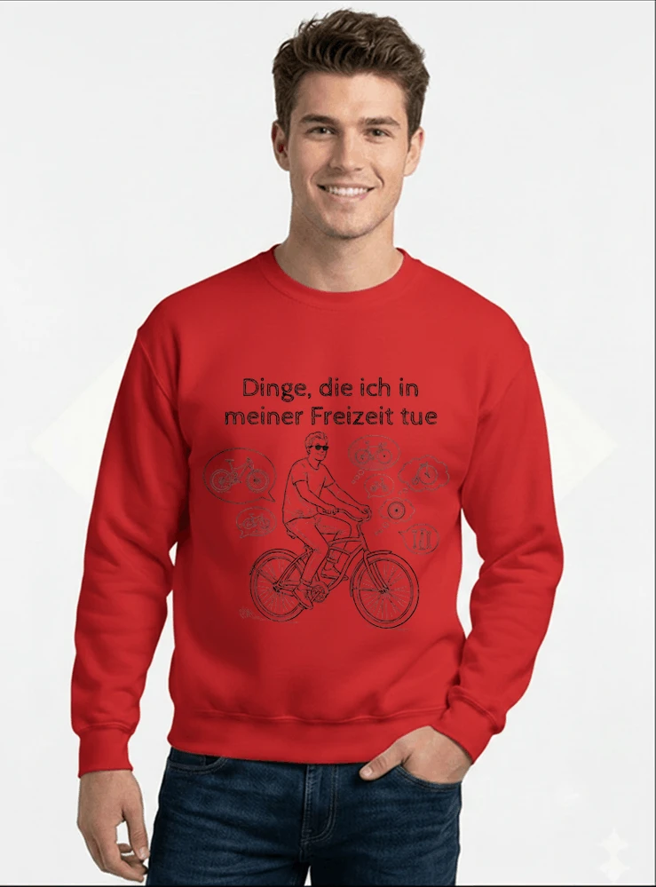 fahrrad t shirt herren damen perfektes geschenk fr fahrrad liebhaber sweatshirt mit rundhalsausschnitt red