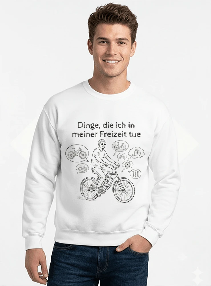 fahrrad t shirt herren damen perfektes geschenk fr fahrrad liebhaber sweatshirt mit rundhalsausschnitt white