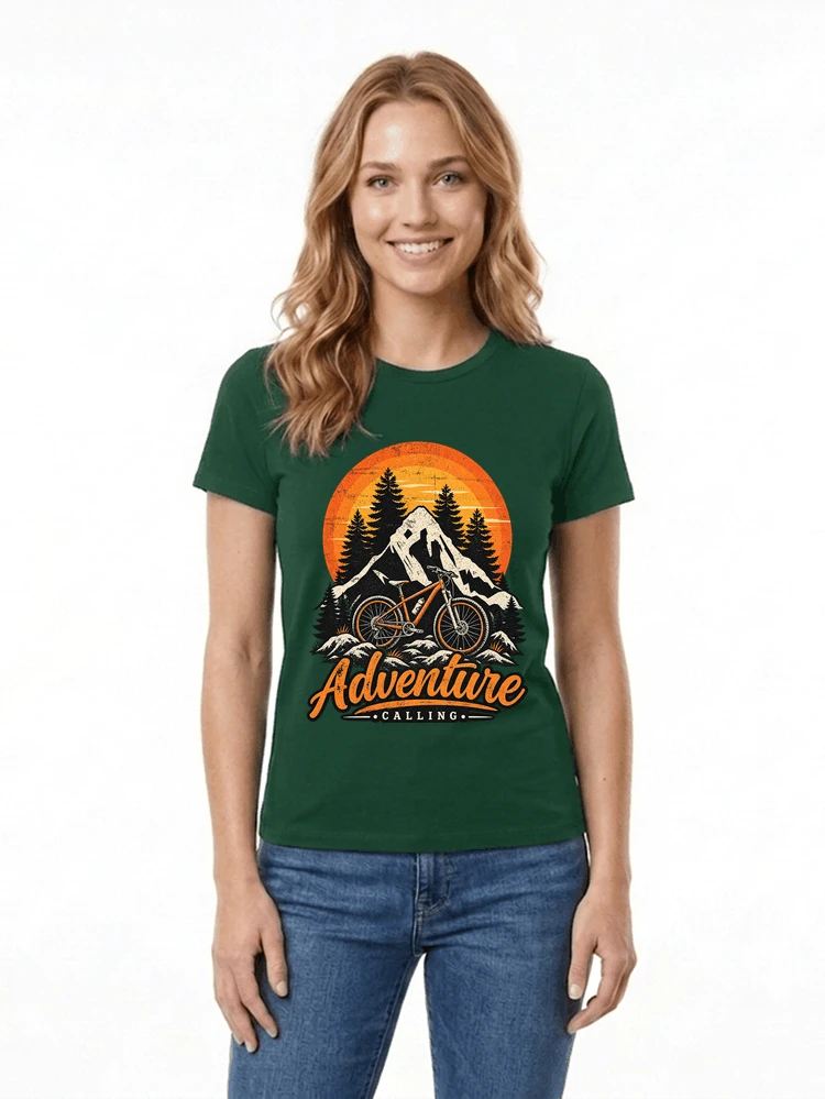 fahrrad t shirt mtb mountainbike retro design shirt damen t shirt forest green