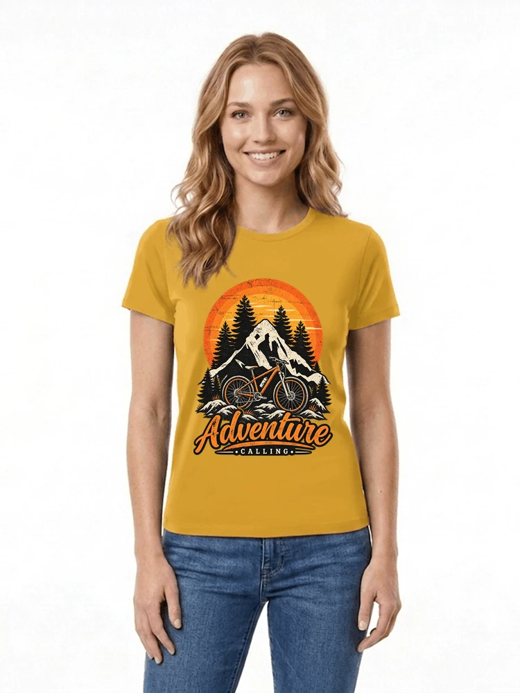 fahrrad t shirt mtb mountainbike retro design shirt damen t shirt gold