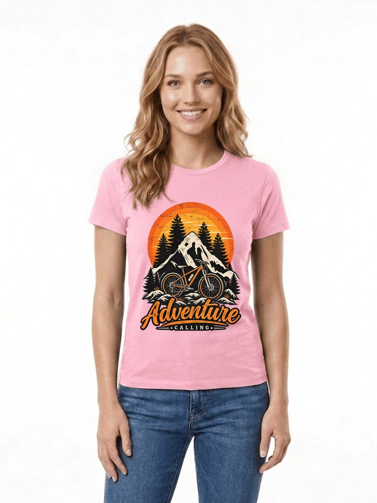 fahrrad t shirt mtb mountainbike retro design shirt damen t shirt light pink