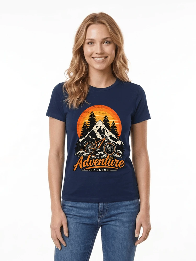 fahrrad t shirt mtb mountainbike retro design shirt damen t shirt navy