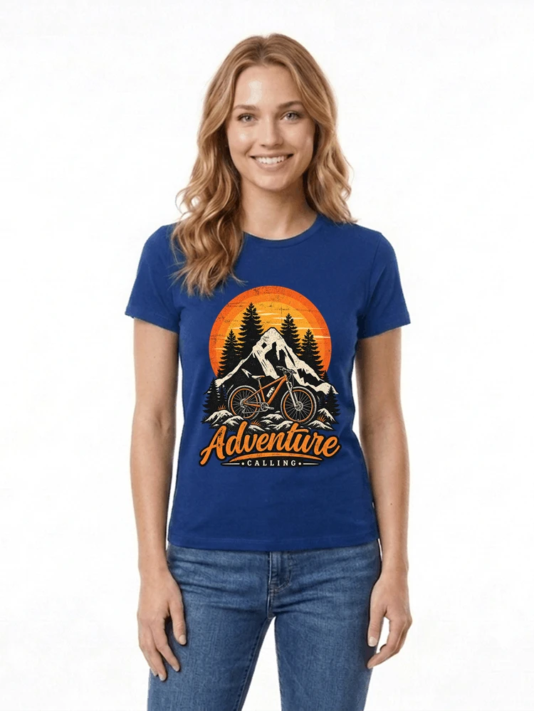 fahrrad t shirt mtb mountainbike retro design shirt damen t shirt royal blue