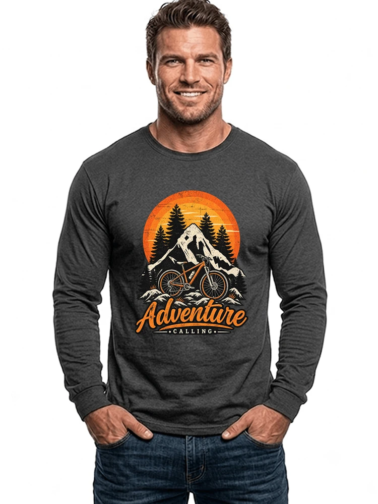 fahrrad t shirt mtb mountainbike retro design shirt langarmshirt anthracite melange