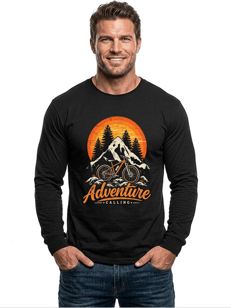fahrrad t shirt mtb mountainbike retro design shirt langarmshirt black