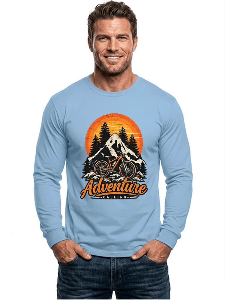 fahrrad t shirt mtb mountainbike retro design shirt langarmshirt light blue