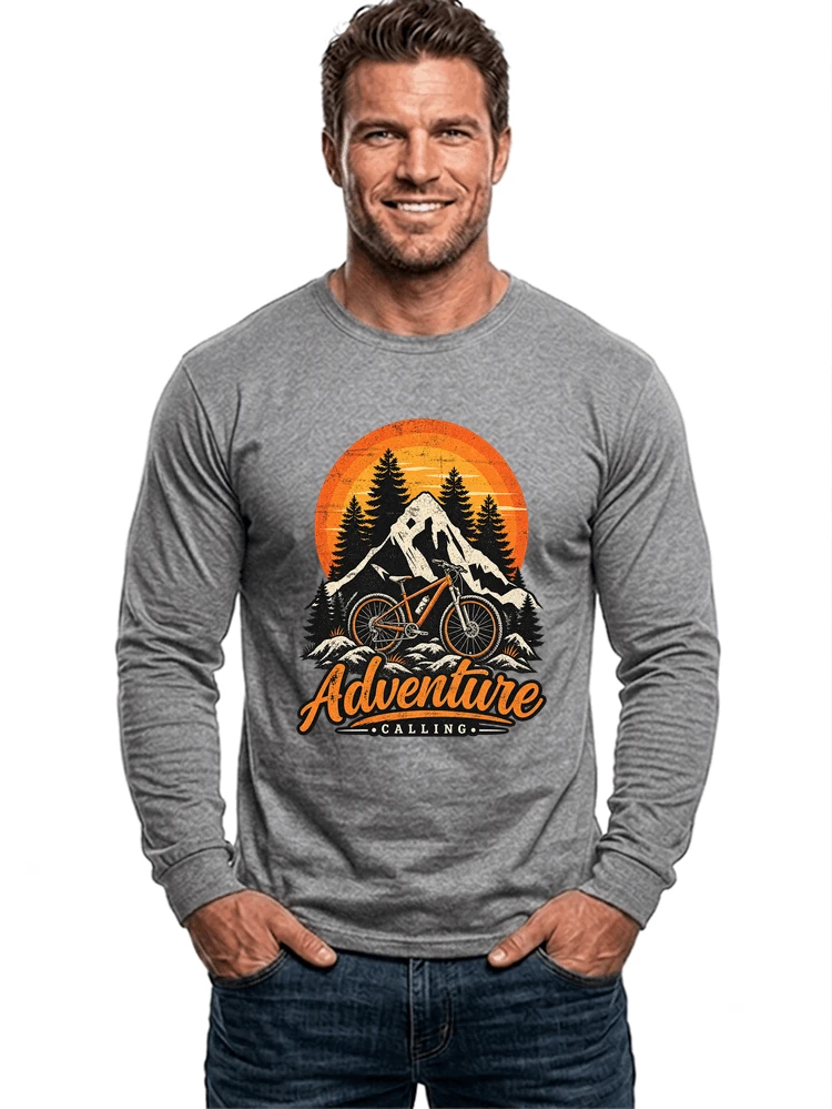 fahrrad t shirt mtb mountainbike retro design shirt langarmshirt sport grey